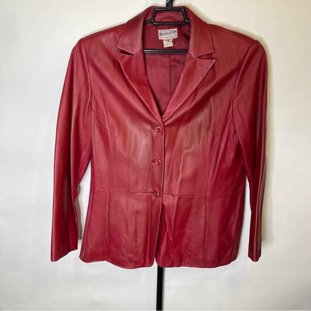 Pendleton Red Leather Jacket Size XL Women’s
